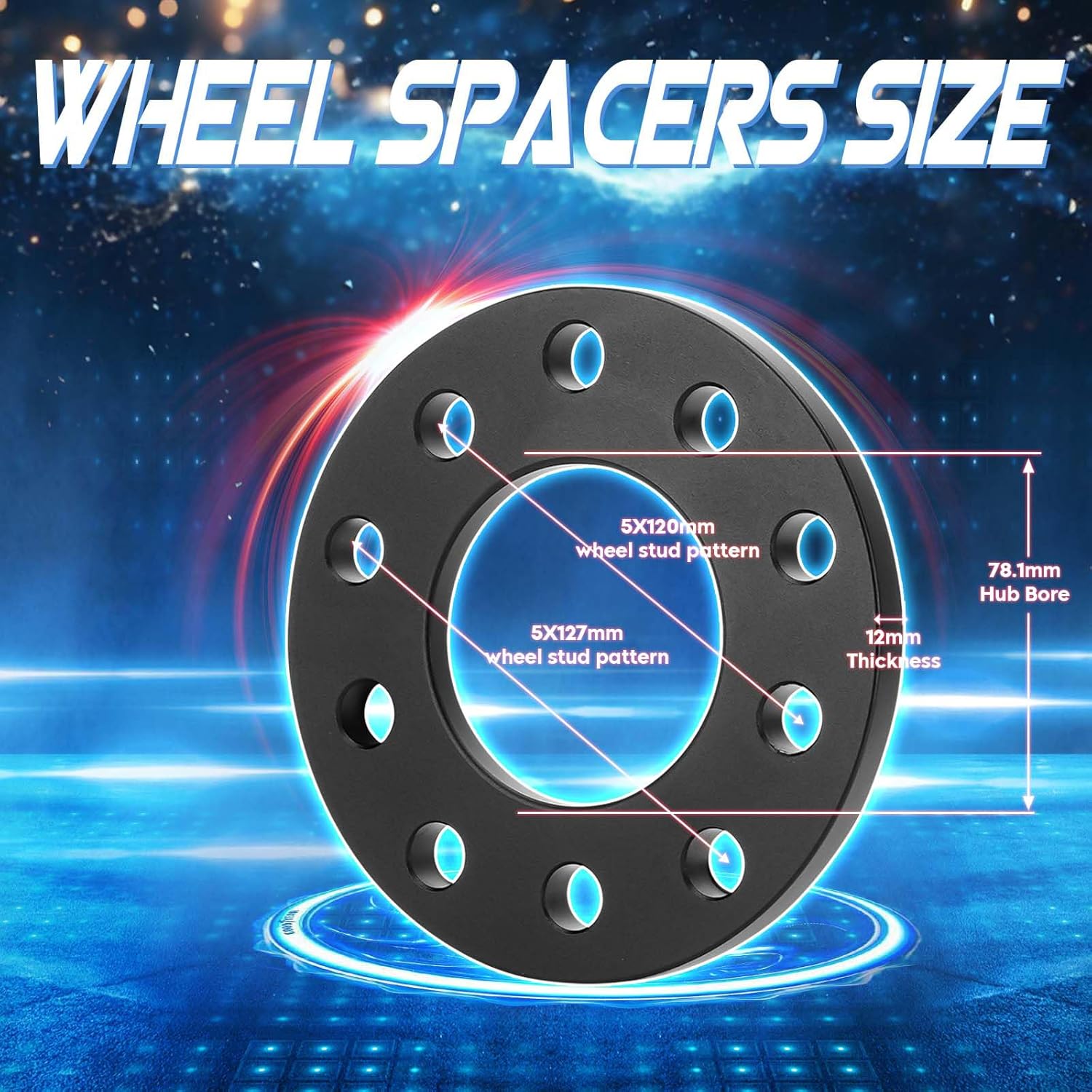 TadaMark 5x120 5x127 Wheel Spacers 12mm 5x5 Wheel Adapters 78.1mm Bore fit for Chevrolet Corvette 1984-2021 Camaro 1982-2002 Dodge Durango 2011-2021 Jeep Grand Cherokee 1994-2021 BMW 128i 135i 4pc