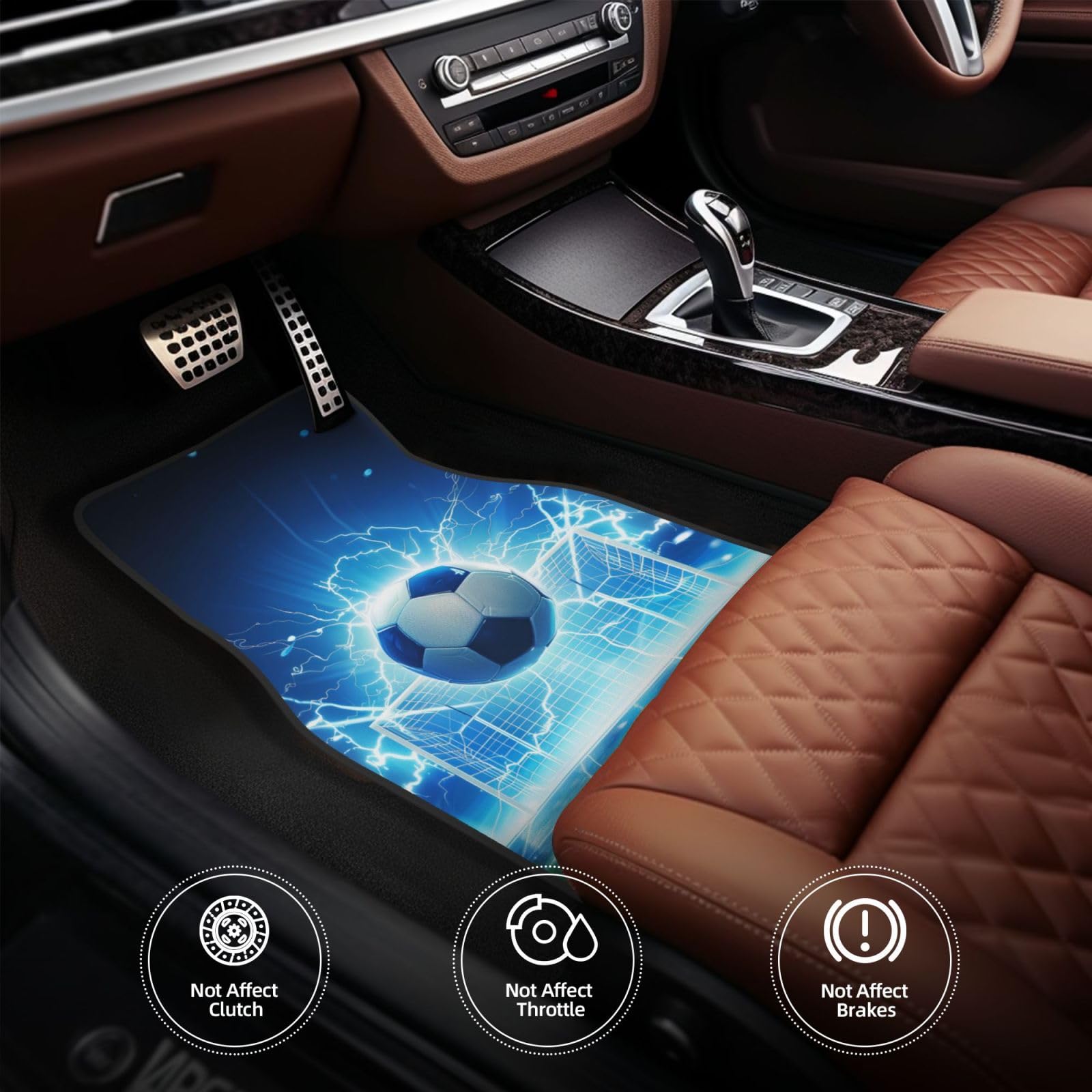 Mexpekil Fußball Lightning Auto Matten 4 Stück Universal Auto Fußmatten Anti Rutsch Auto Fußmatten Dekorative Auto Teppich Protektoren für SUV Van Truck