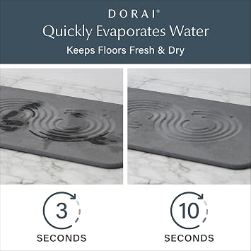 Dorai Home Bath Stone Mat 23.6x15.4 (2-Pack) – Quick-Dry, Non-Slip Diatomite Stone Bath Mat for Bathroom, Zen Slate