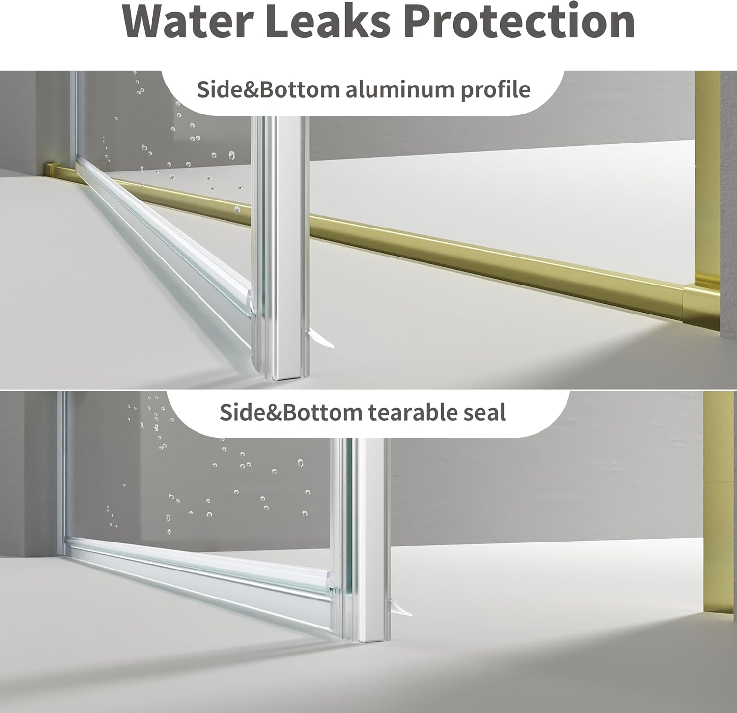 Bathroom Shower Glass Door, 23.9"-24.1" W*72" H 5/16" (8mm) Thick Clear Tempered Glass Door with Handle, Brushed Gold Hardware