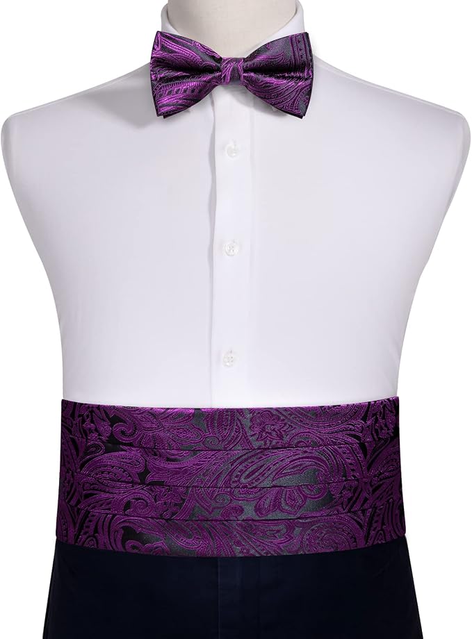 Set de faja y corbatín de seda para hombre miniatura 3