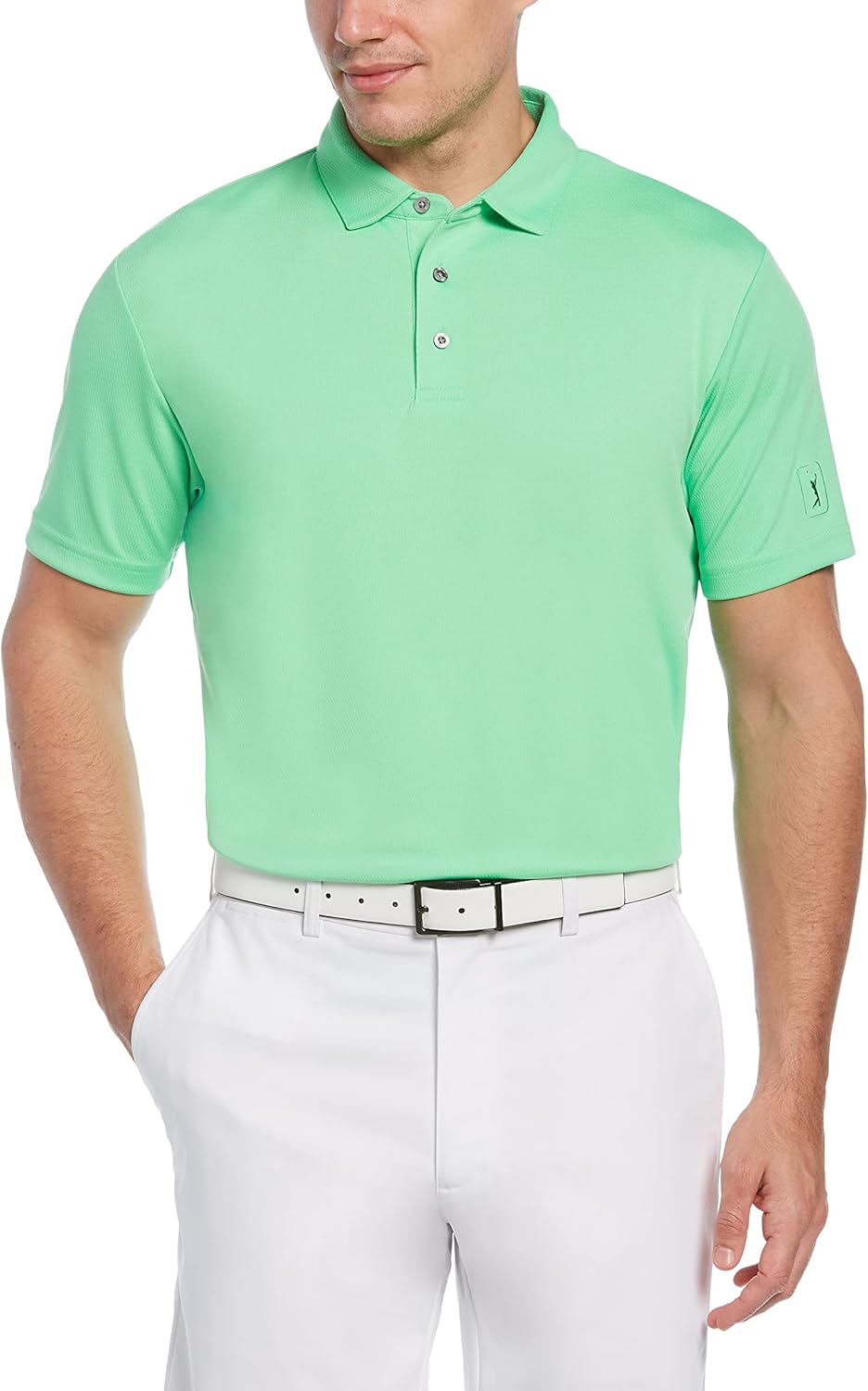 PGA TOUR Mens Airflux Max Solid Short Sleeve Golf Polo Shirt