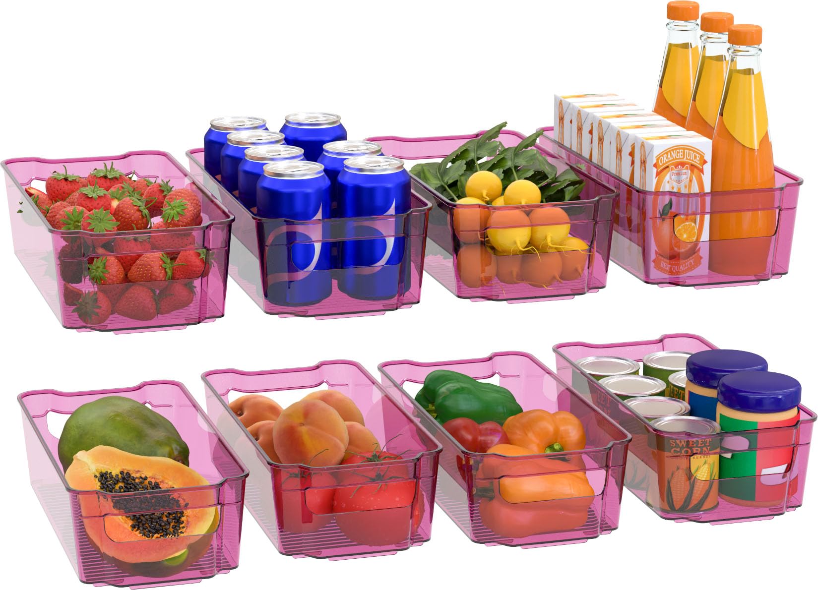Utopia Home Pantry Organizer - Set of 8 Refrigerator Organizer Bins - Fridge Organizer for Freezers, Kitchen Countertops and Cabinets - BPA Free (Purple)