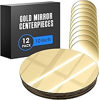 Vista 11 de Houseables Centros de mesa de espejo dorado para mesas, espejos redondos para centros de mesa, bandejas de espejo, bandeja redonda para mesa