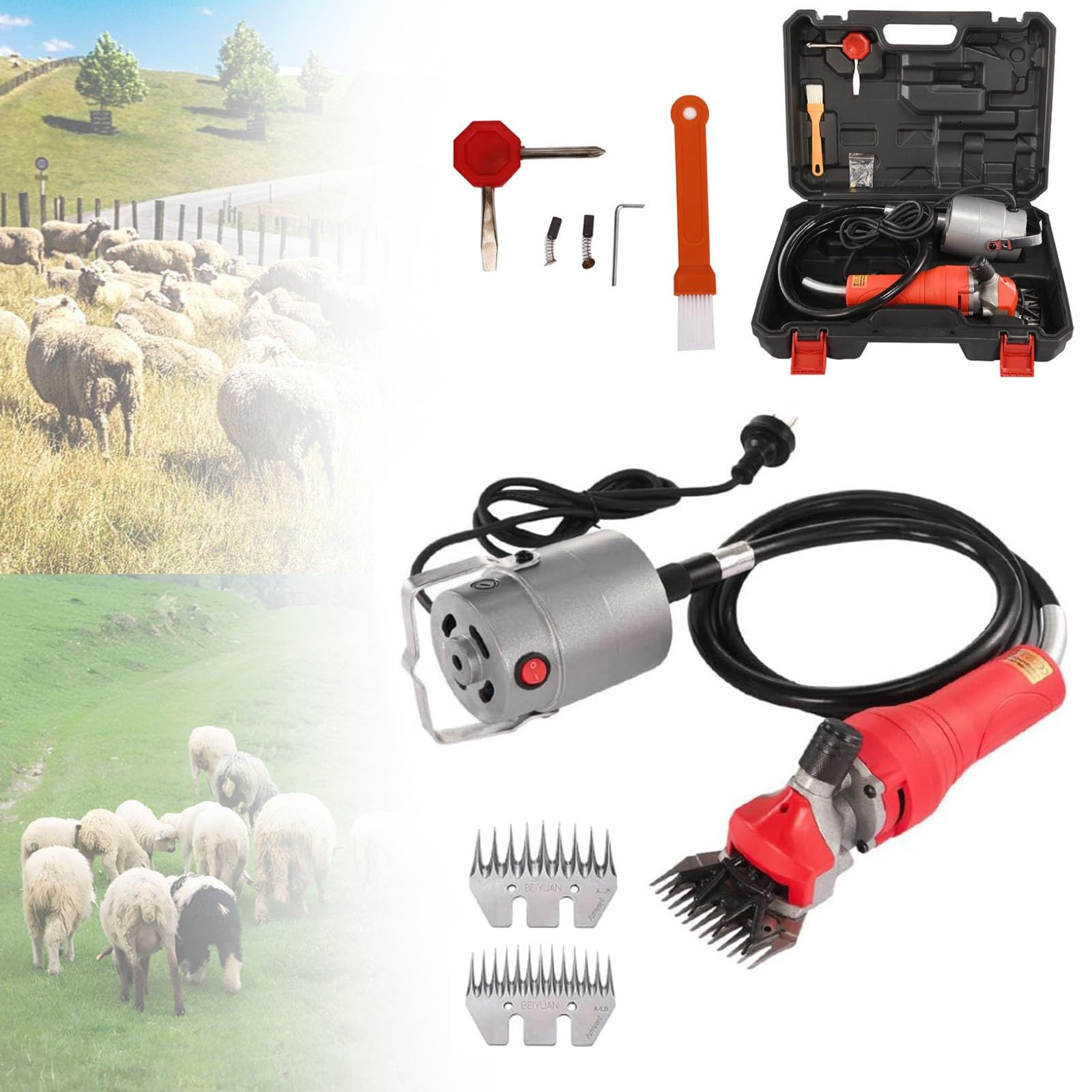 Tosatrice elettrica for Pecore con 2 Lame, tosatrice for Animali Domestici for rasare la Lana di Pelliccia in Pecore, capre, bovini, Animali da Fattoria