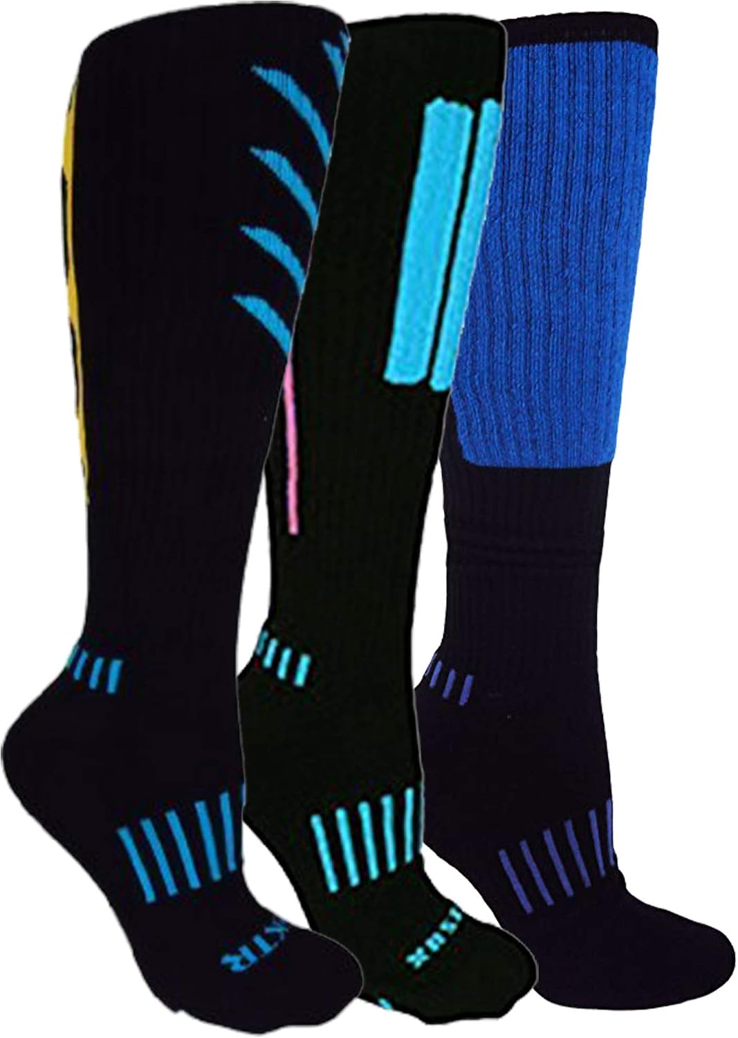 MOXY Socks 3-Pack Blue Premium Deadlift Fitness Knee-High Socks – Compression Lifting Socks for Men & Women – Shin Protection, Cushioned Support & Durable Gym Fit
