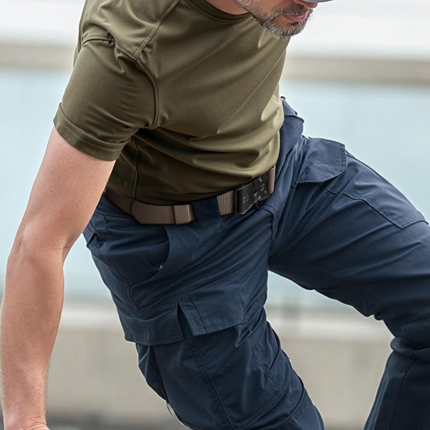 KEMISANT Men Tactical Belt,Stretch Nylon Belt Adjustable for Rigger Military Heavy Duty Work 1.5"-Quick Release - Image 6