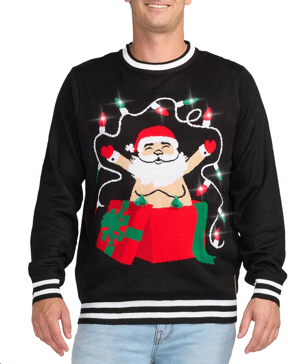 Tipsy Elves Light Up Ugly Christmas Sweaters for Men - Funny Holiday Pullover with LED Lights for Winter Gatherings