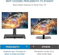 Vista 5 de PERLESMITH Universal TV Stand Table Top TV Base for 32-82 inch LCD LED OLED 4K Flat Screen TVs-Height Adjustable TV Mount Stand with Tempered Glass