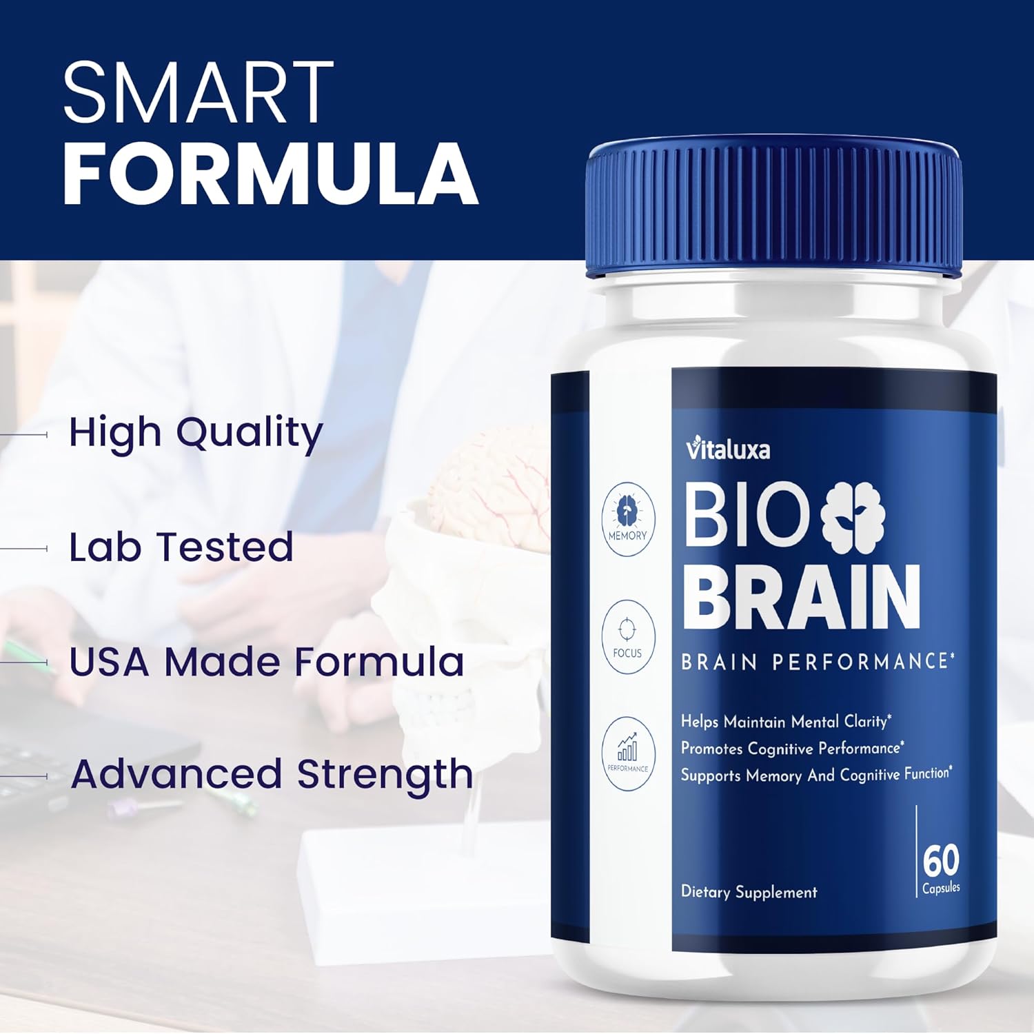 (3 Pack) Bio Brain Capsules, BioBrain Performance Memory Supplement for Mental Clarity, Health & Wellness, Advanced Nootropic Mind Power Supplement Pills for Better Focus, Attention, Calm Mood (180ct)