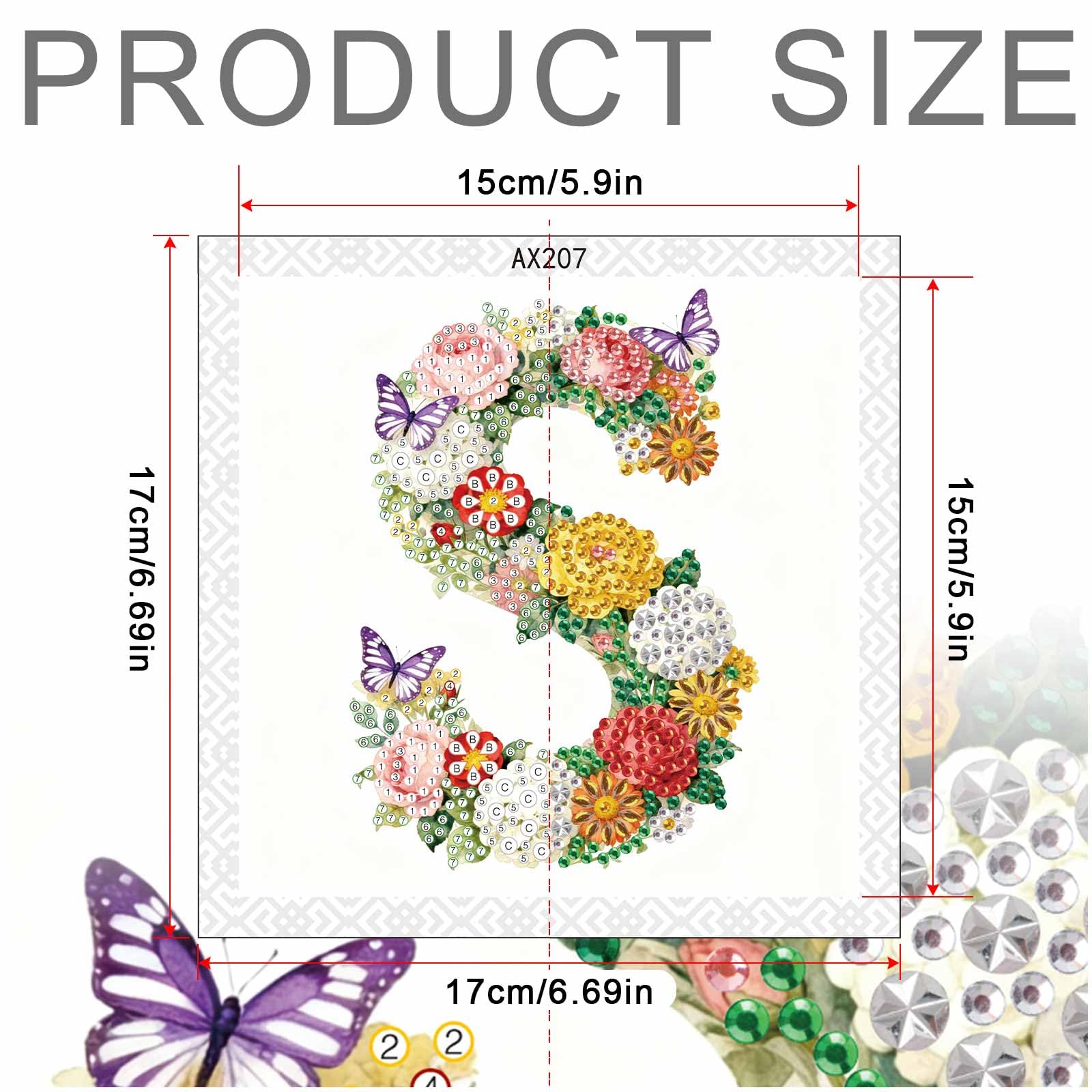 5D Diamond Art Kits - Floral Alphabet Designs -2