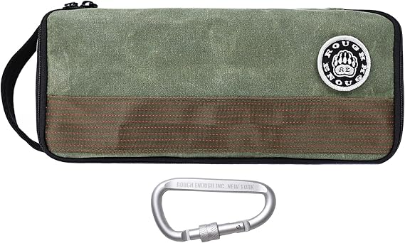 Rough Enough Small Tool Bag Case Portable Box EDC Pouch Organizer with Handle, 12 Inch, Heavy Duty Canvas, Padded Lining, Tech Tactical Gear, Green