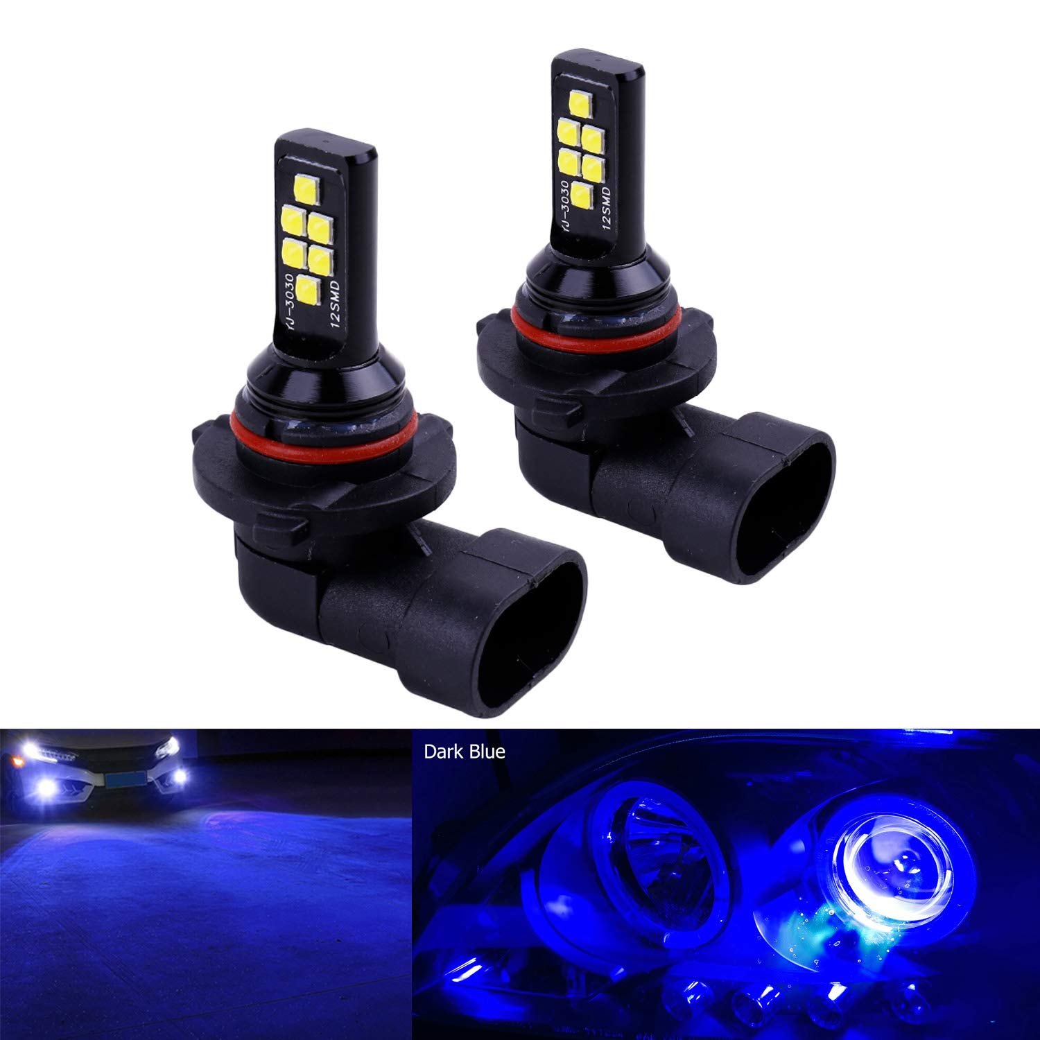 SOCAL-LED LIGHTING 2x HB4 9006 LED Fog Light Bulb for Powersports Advanced 3030 SMD Bright Colorful Daytime Running DRL Lamp, Dark Blue