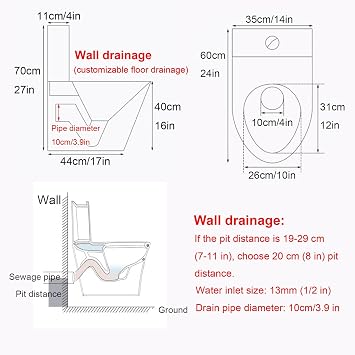 304 Stainless Steel Toilet, Toilets for Bathrooms, Dual Flush Toilet Commercial Toilet, Siphon Flush Anti-Freeze Cracking, for Homes, Shopping Malls, and Public Toilets(Black)