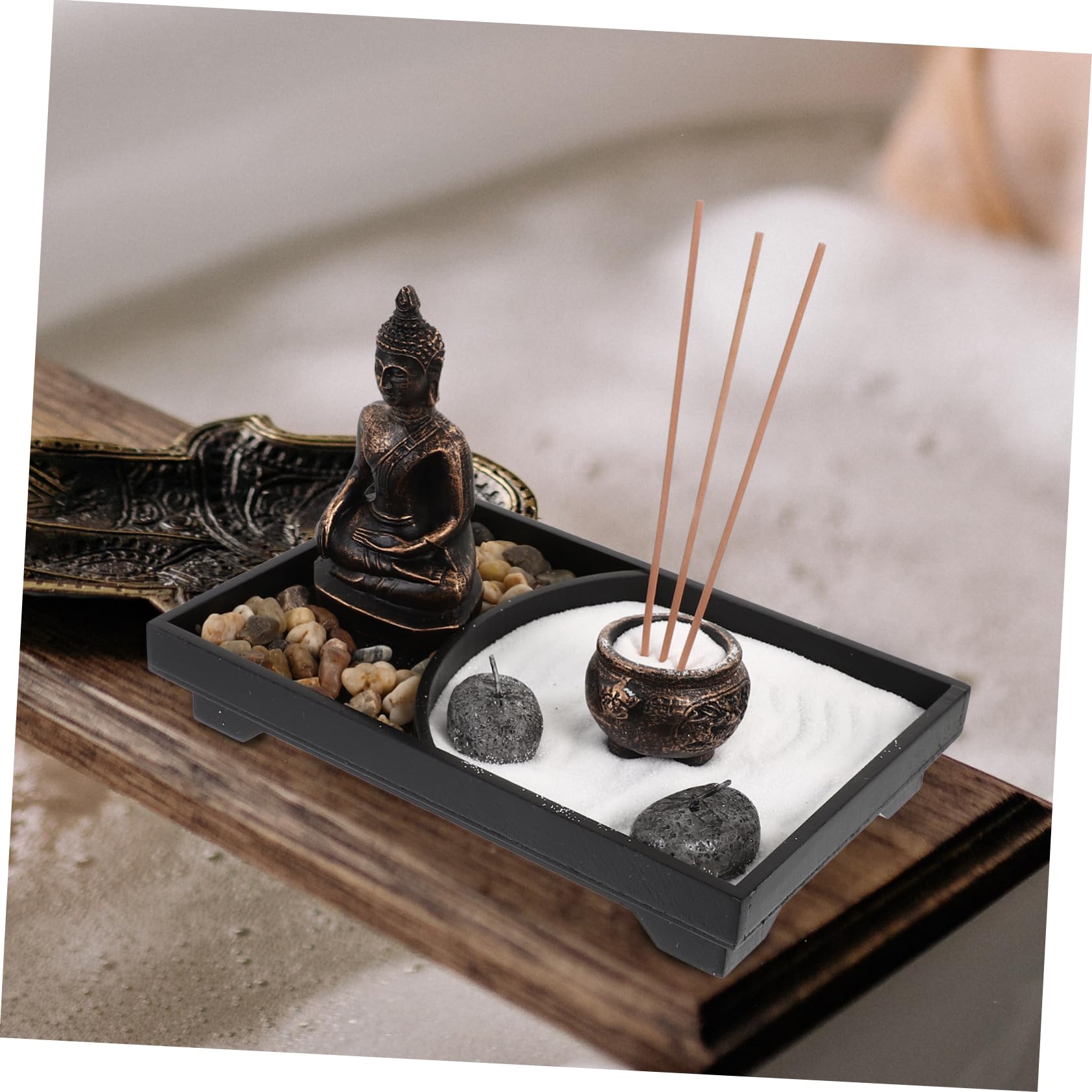Garneck Porta Incensi Statua Buddha Nero in Legno e Resina, Decorazione Zen per Casa e Studio, Atmosfera Მშვიდ?
