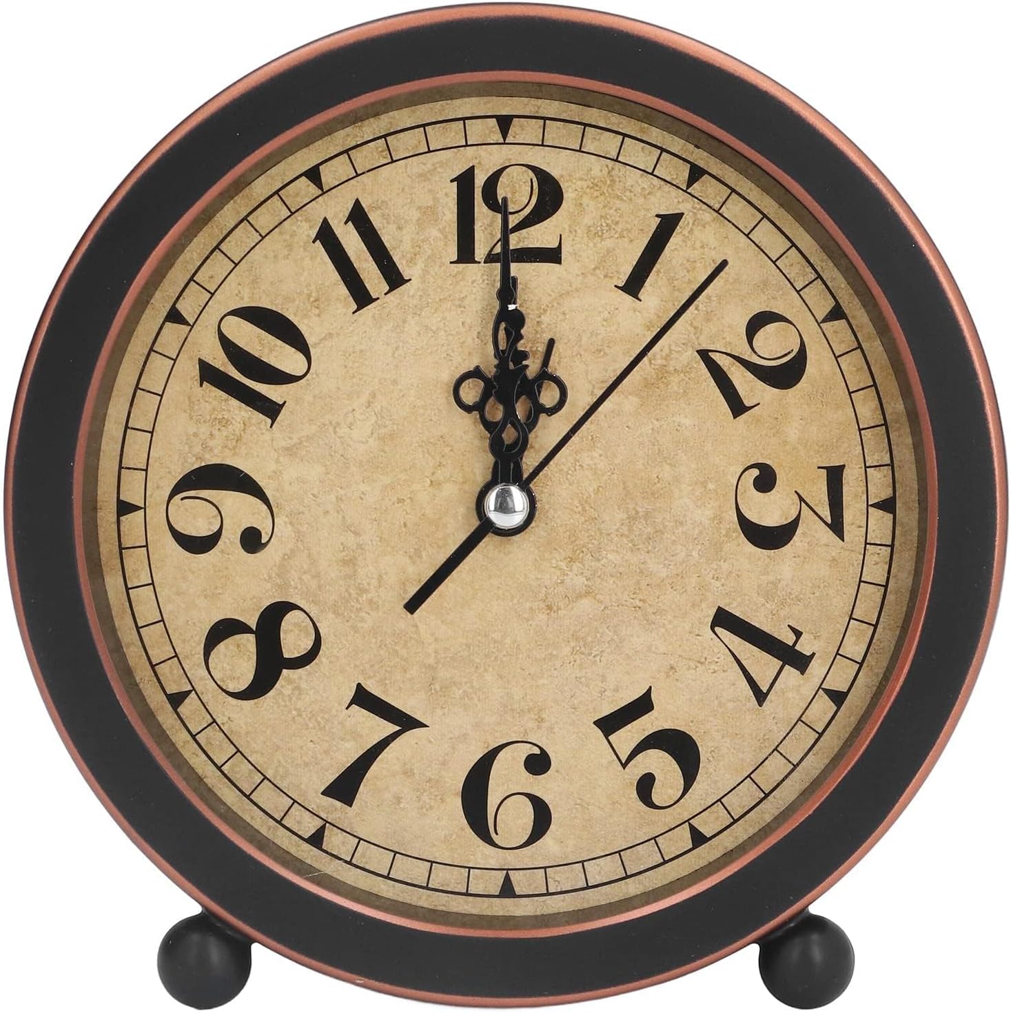 Analog Vintage Alarm Clock, Silent Small Bedside Desk Clock Battery Operated for Table Living Room Decor Shelf Gift Clock