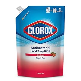 CLOROX Antibacterial Liquid Hand Soap Refill, Strawberry Scent - Scented Hand Wash, Liquid Soap for Bathroom or Kitchen - Washes Away Dirt from Hands and Keeps Them Soft, 34 Fl Oz