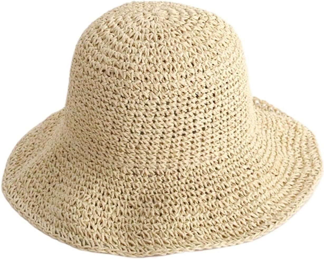 Straw Hat Women's Summer Simple Handmade Weaving Crochet Fishing Big Edge Foldable Sunshade