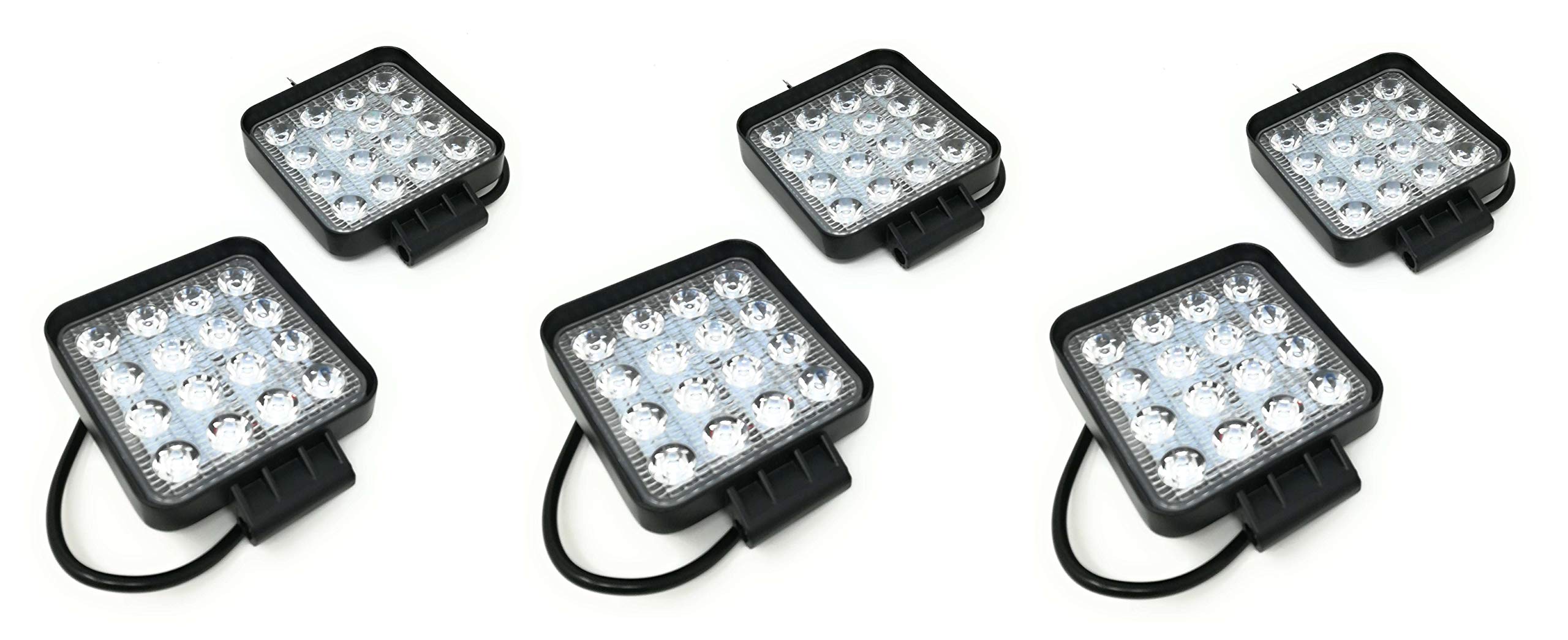 tempo di saldi 6 Fari 48W Quadrato Faretto Led Da Lavoro 16 Led Da 3W Di Profondità Auto Barca, 6 pezzi