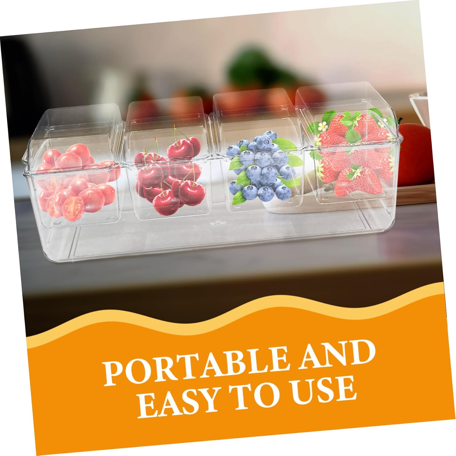 Removable Dishes Serving Tray Lids Snack Cart for Outdoor Large Capacity Fruit Containers for Fridge