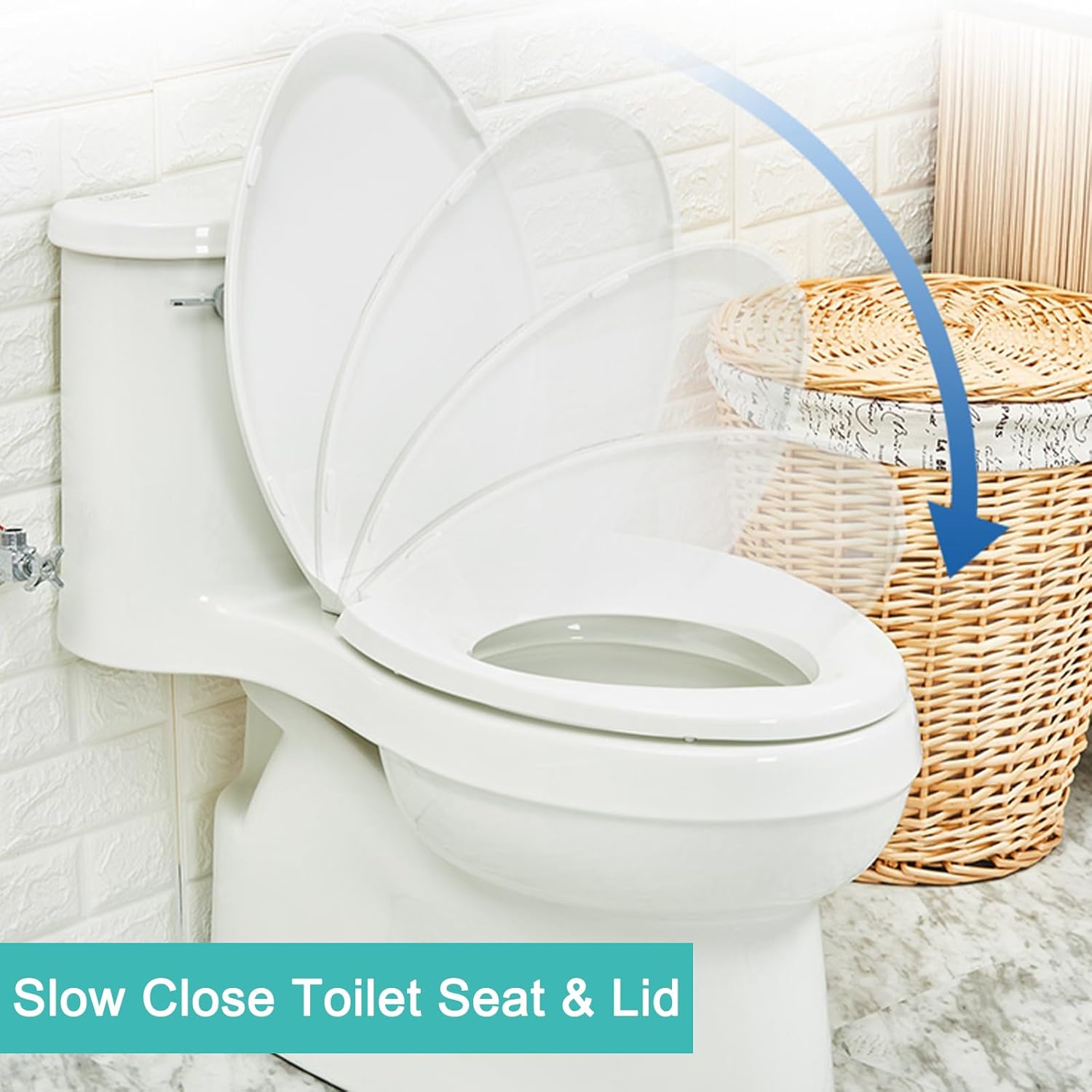 Elongated Toilet Seat with Slow Close Hinge, One Click Quick Release Design, Include Small Fixed Screws Set, Compatible with Kohler Toilet, Easy to Install
