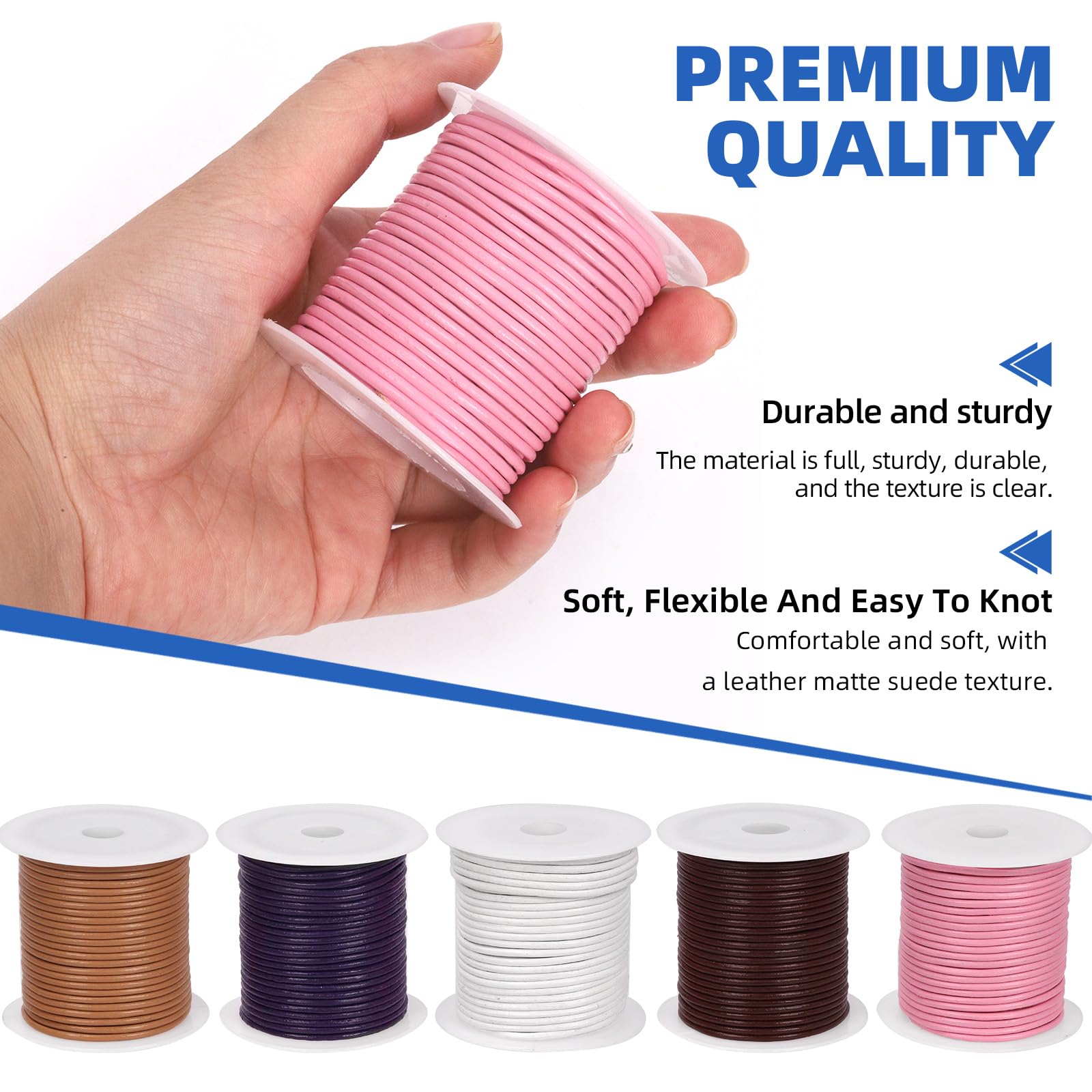 Glarks 11 Yards x 2mm Round Leather String Cord - Image 4