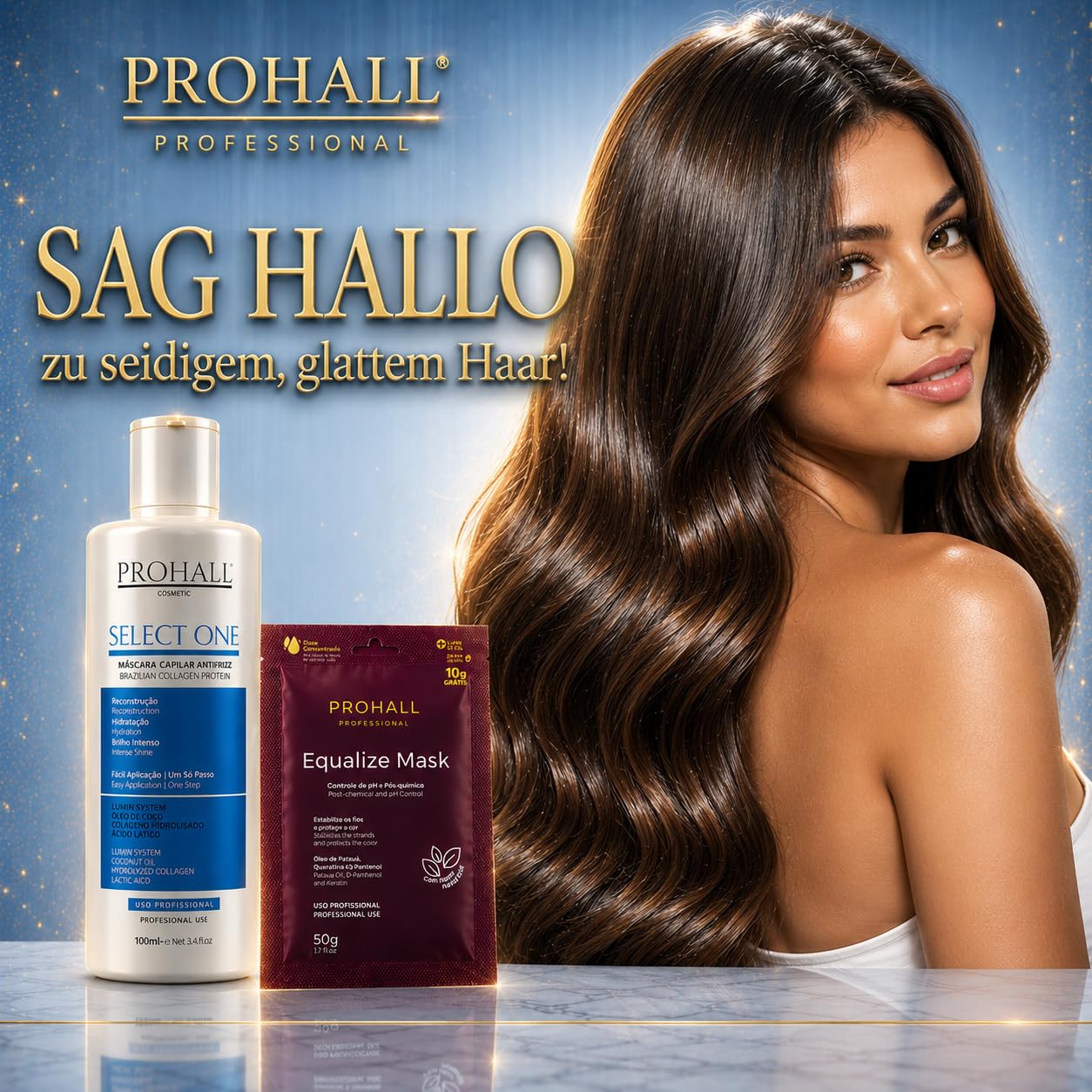 Blonde Keratin-Haarglättungsbehandlung zu Hause–Formaldehydfreie brasilianische Keratin-Haarmaske für widerspenstiges & krauses Haar–Dauerhafte Haarglättung hält bis zu 6 Monate-Select1 Prohall-3.4FLz