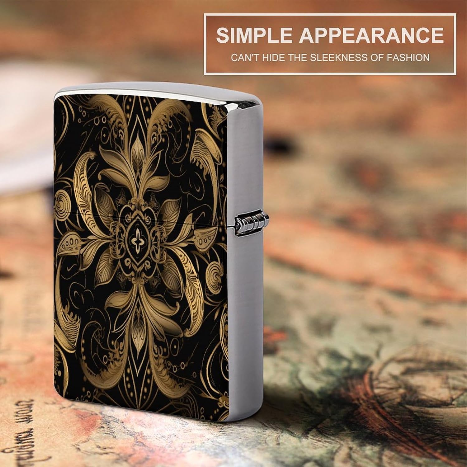 Black and Golden Pattern Lighter Case Cover Lighter Shell