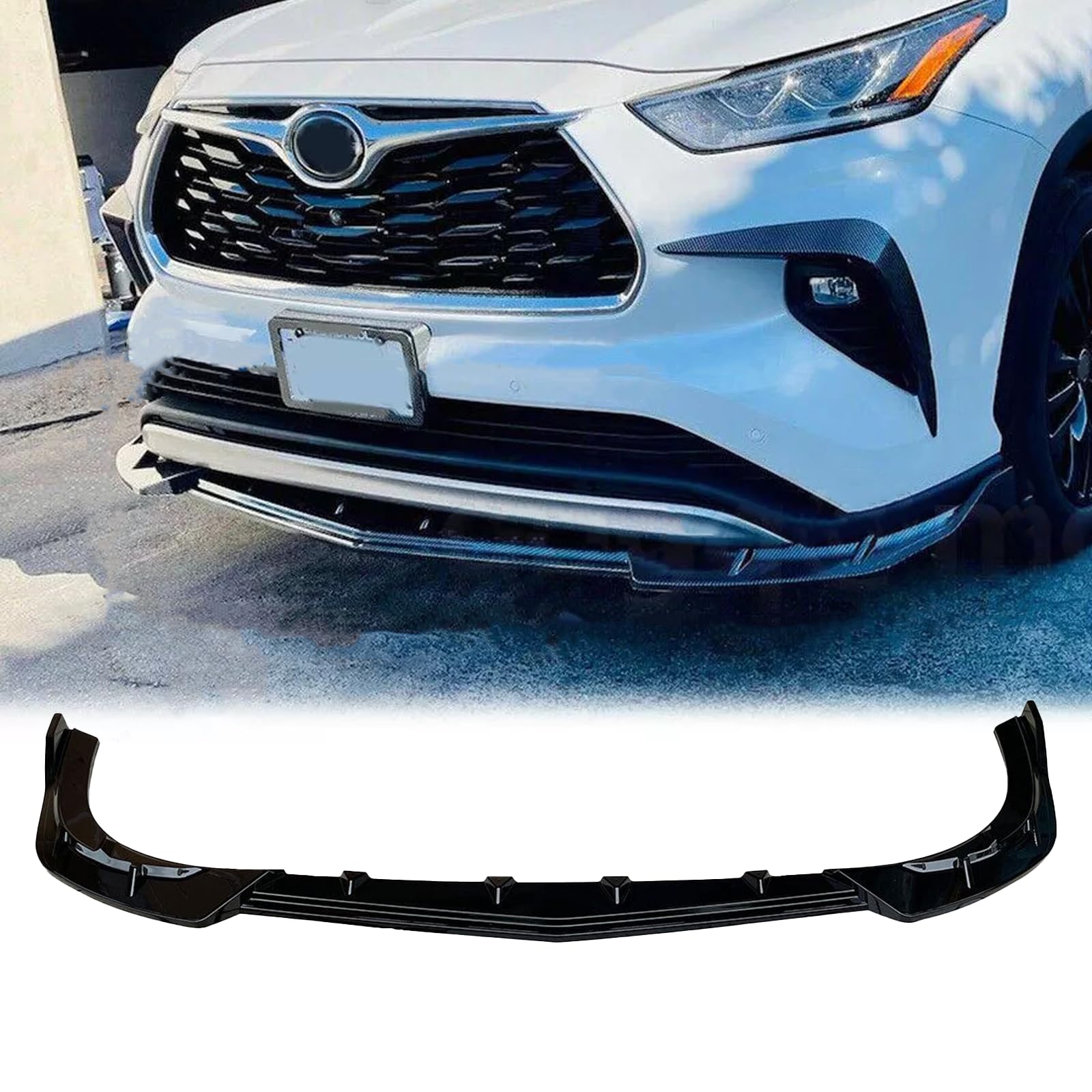 skkyoro Front Bumper Lip Splitter Spoiler for Toyota Highlander L/LE/XLE/Limited/Platinum 2020-2025，Splitter Under Chin Spoiler Body Kit Highlander