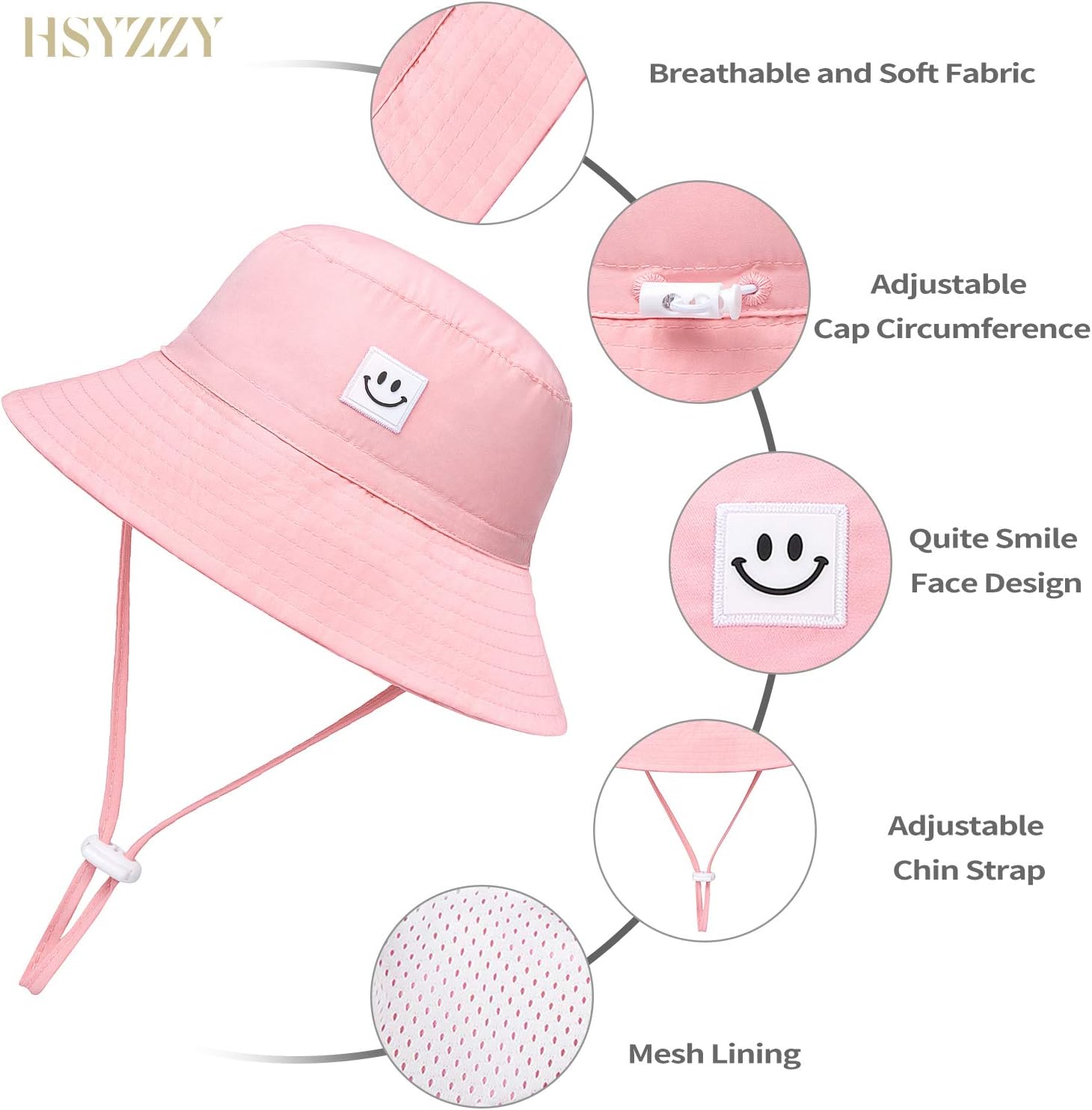 Baby Sun Hat Smile Face Toddler UPF 50+ Sun Protective Bucket hat Nice Beach hat for Baby Girl boy Adjustable Cap - Image 4
