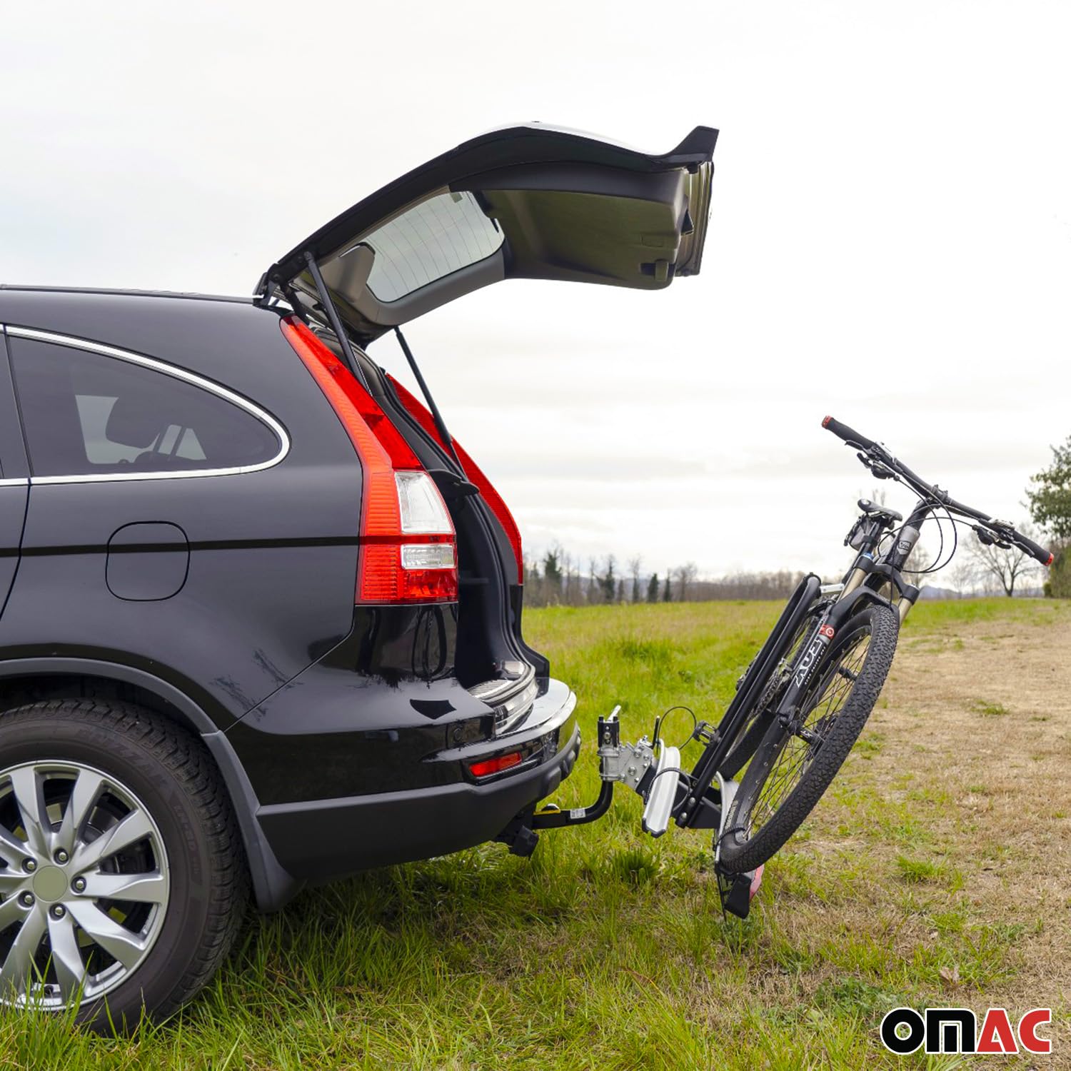 MENABO Portabici Merak Q Gancio Traino Portatutto Posteriore 2 Bici | Portatutto Posteriore Bici Pieghevole Rimovibile Leggero Accessori Cavalletto Bici Alluminio Nero Argento ABE
