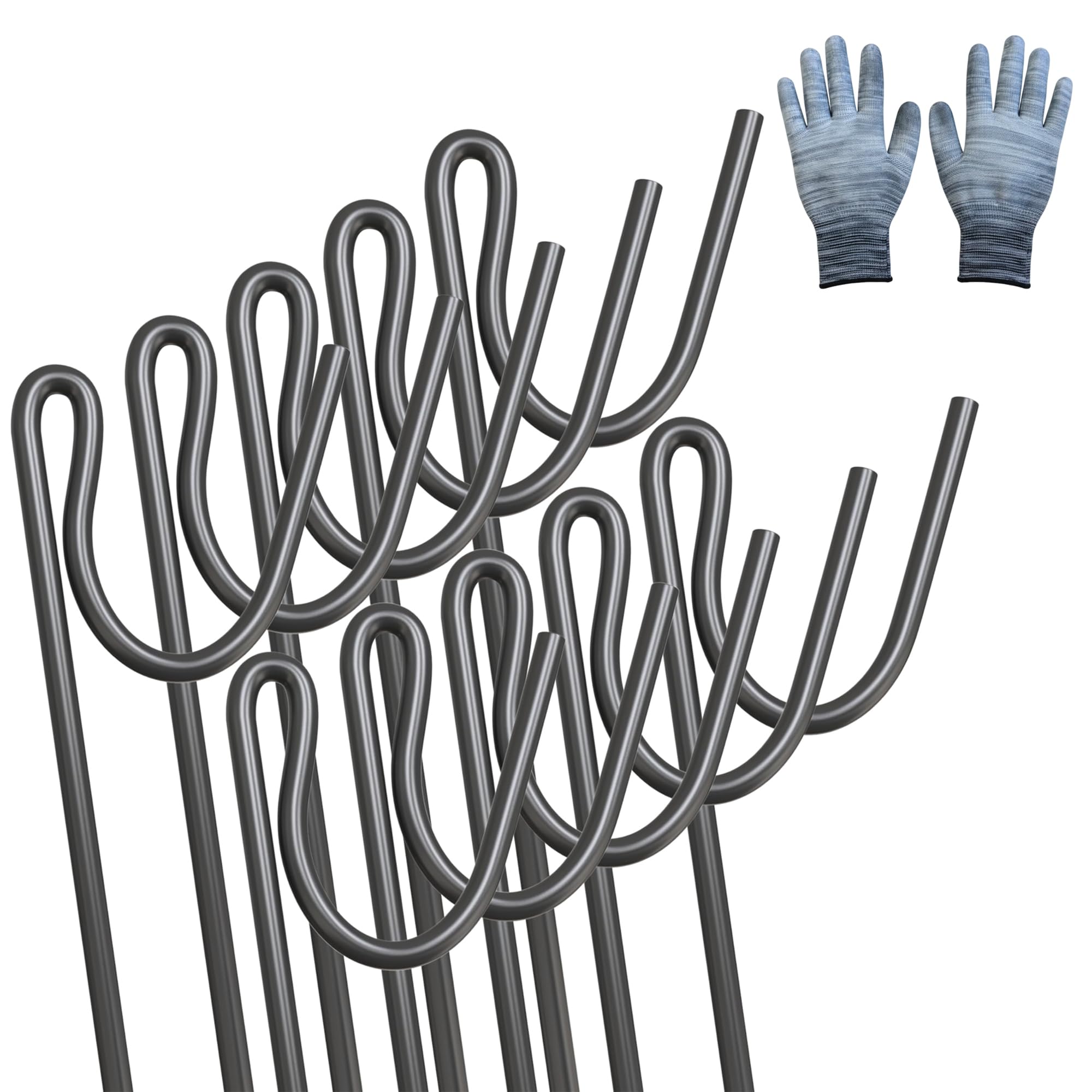 Fencing Pin 1.15m Long 8mm Thick Pins, Steel Fencing Road Rod, Garden Metal Fence Stakes for Temporary Outdoor Garden Fencing and Signage (10 Pack)