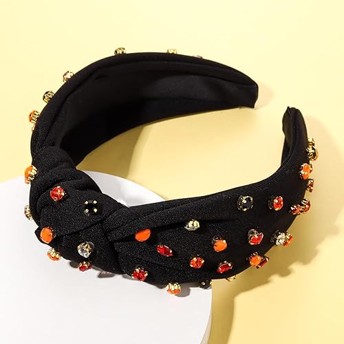 Miniatura 4 de HEIDKRUEGER Diademas anudadas de Halloween para mujer, diadema adornada de calabaza y maíz para Halloween, accesorios para el cabello