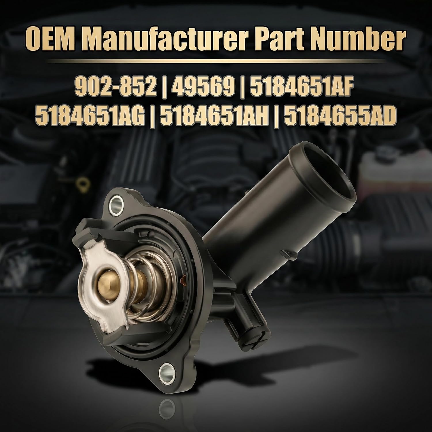 Engine Coolant Thermostat Housing Assembly Compatible with Jeep Grand Cherokee Wrangler Dodge Durango 3.6L, Replaces 902-852 05184651AF 5184651AH 49569
