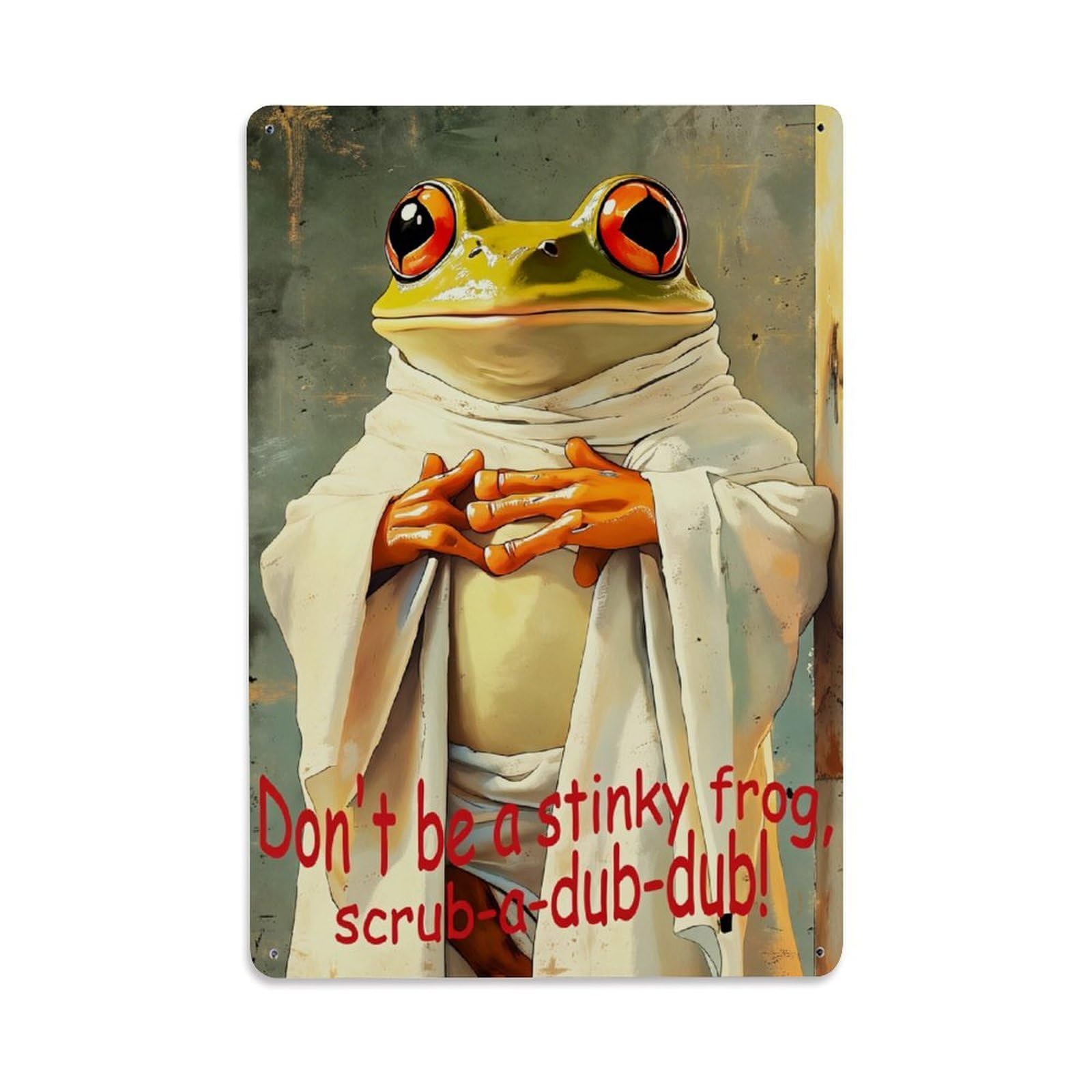 Enderetf Vintage Frog In Robe With Hands Together Tin Sign Metal Poster, Home Bar Garage Man Cave Cafe Indoor & Outdoor Wall Decoration 8X12inches