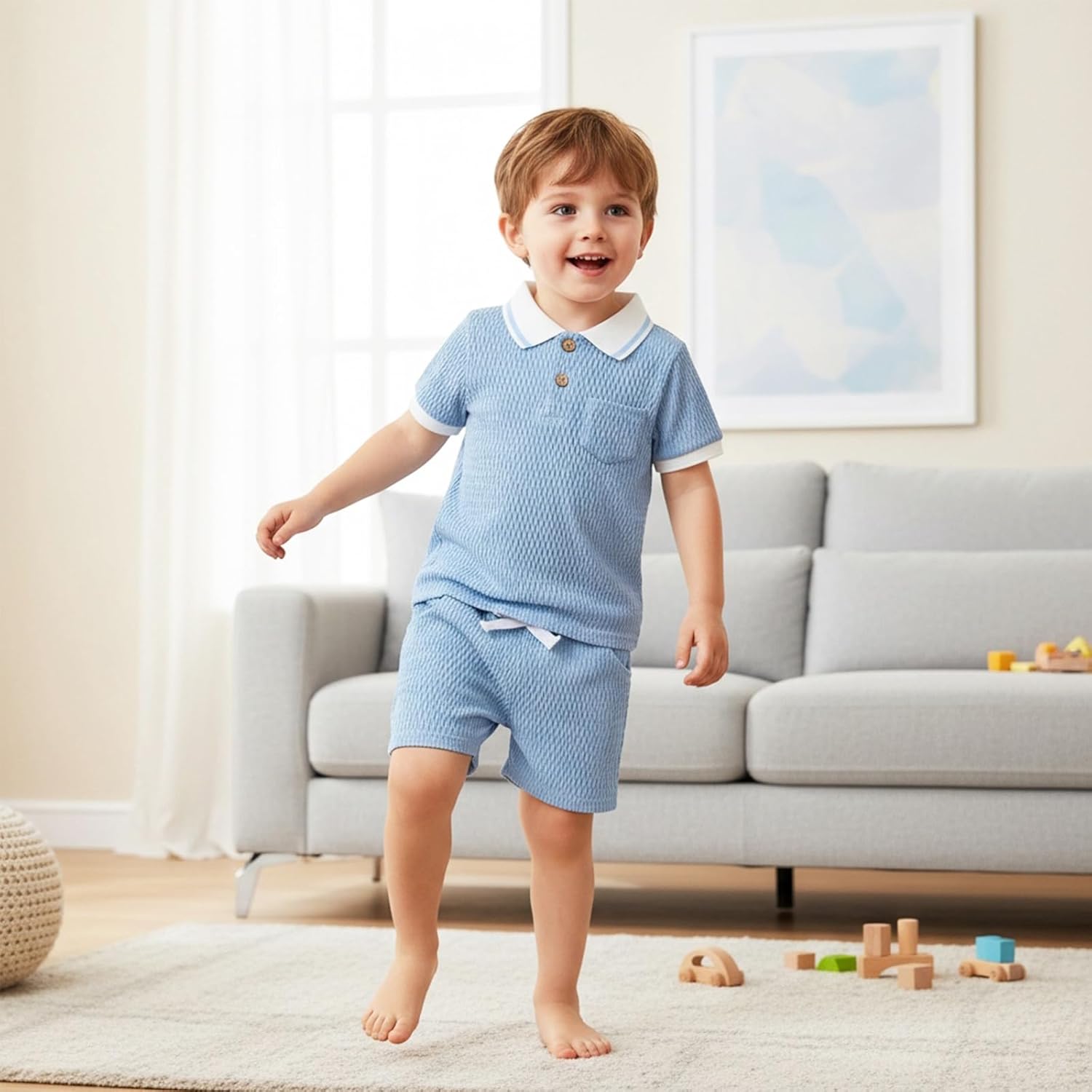 Toddler Baby Boy Clothes Summer Outfits Short Sleeve Solid Polo T Shirts and Shorts 2pc Sweatsuit Set 12M-5T - Image 2