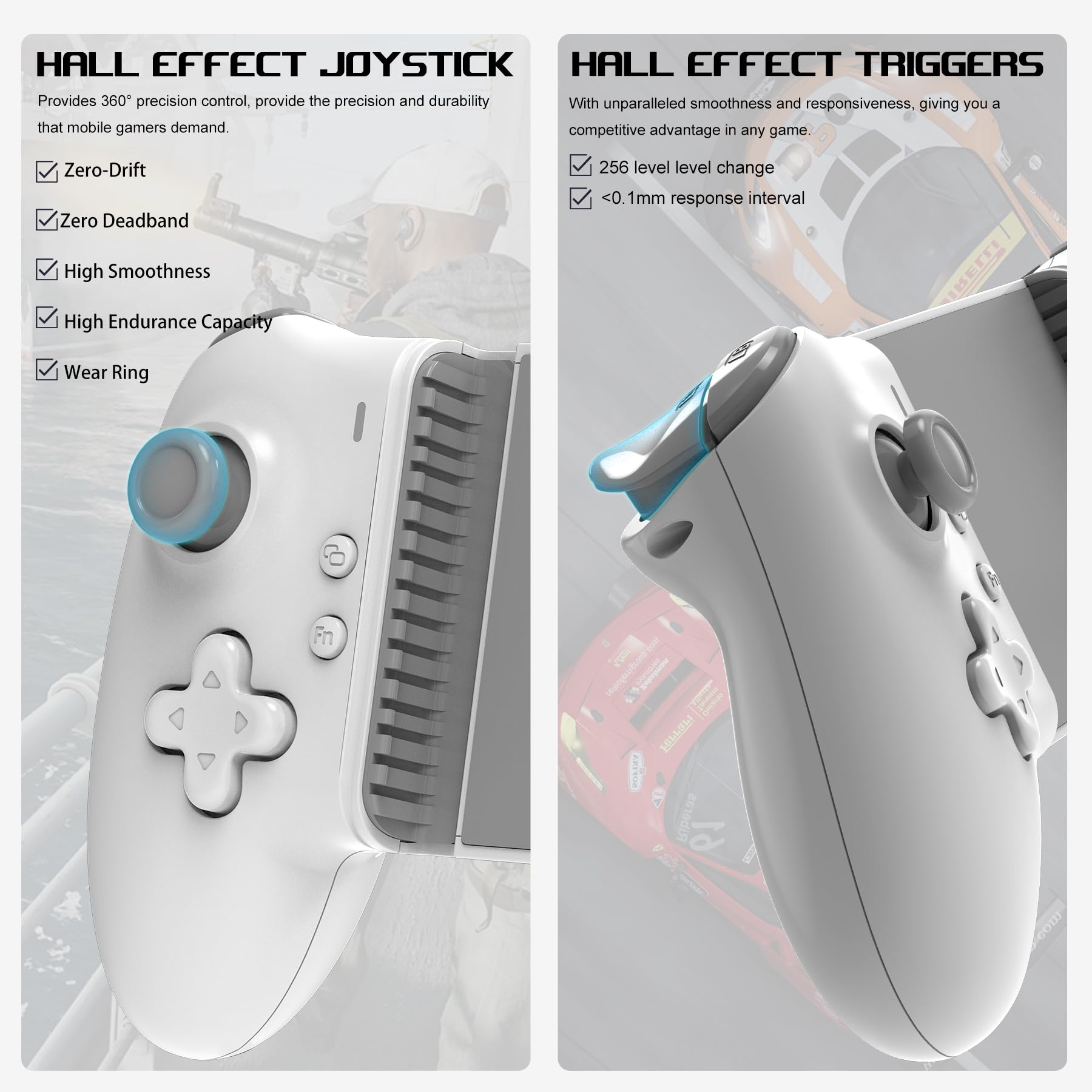 arVin Controlador de juegos móvil USB C para iPad/tableta (dentro de 6.7-11 pulgadas) USB-C Gamepad con joysticks de Hall/gatillo de pasillo/Turbo/teclas traseras, juego remoto para consolas PS5/PS4