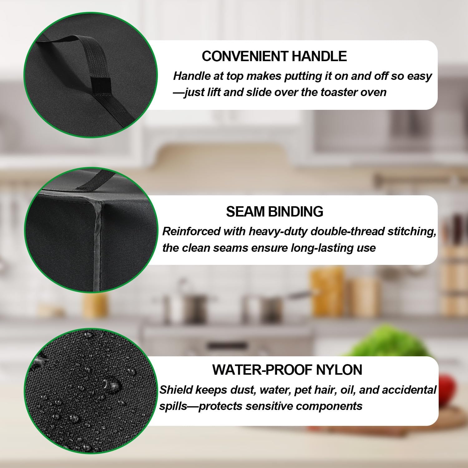 Toaster Oven Air Fryer Cover, Waterproof Heat-Resistant Dustproof Protective Case Heavy Duty AirFryer Oven Cover Compatible with Romswi 26QT French Door Air Fryer Toaster Oven Combo (Black)