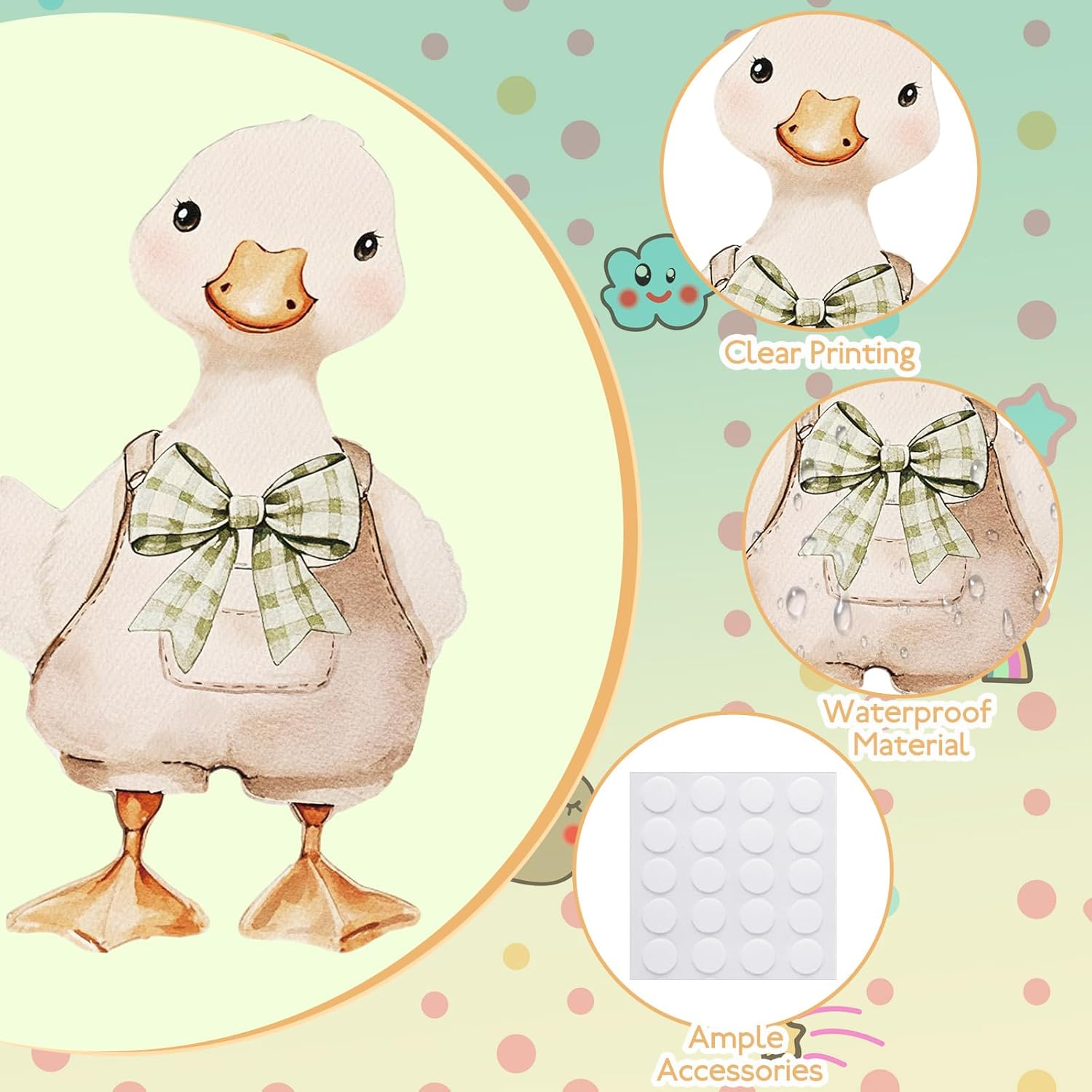 Novabright 2 Pcs Silly Goose Cutout Party Decoration 39.4'' 1st Birthday Silly Goose Cardboard Cut Out Sign 19.69'' Adhesive Bow Cutout Photo Prop Backdrop Standup for Birthday Baby Shower(Green)