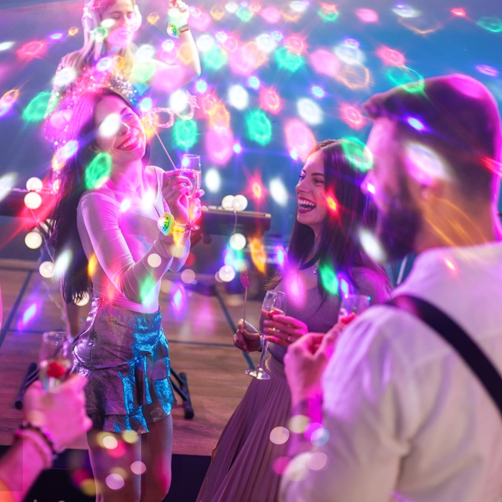 Pulsera con Bola de Discoteca, 8 luces LED de escenario, 5 modos dinámicos, control de voz, lámpara de ambiente estrellada, recargable por USB con ventosa para fiestas, decoración de coche, DJ