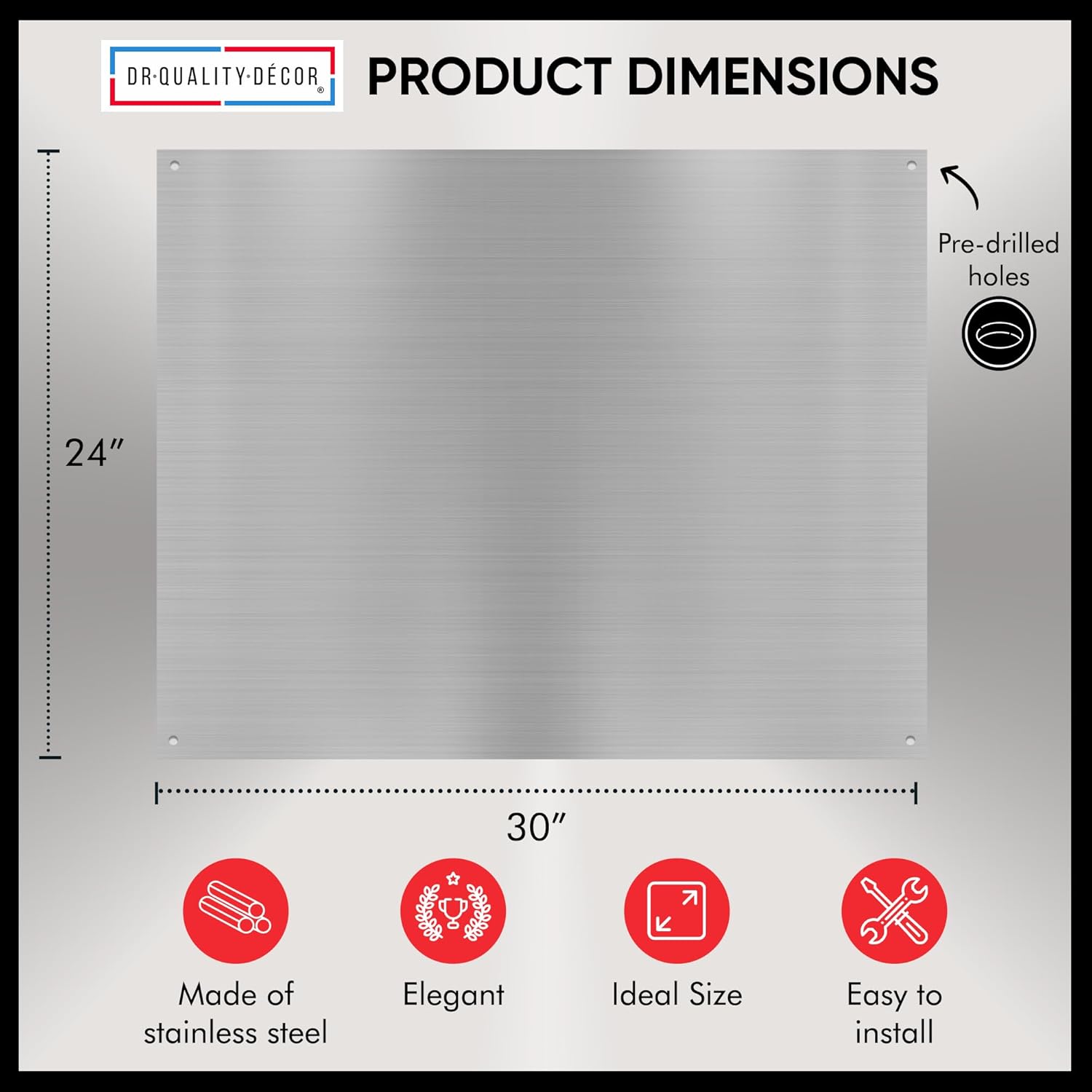 2 Pack 24" by 30" Inch Reversible Stainless Steel Stove Backsplash Range Hood Wall Shield for Kitchen, Flat with Screw Holes