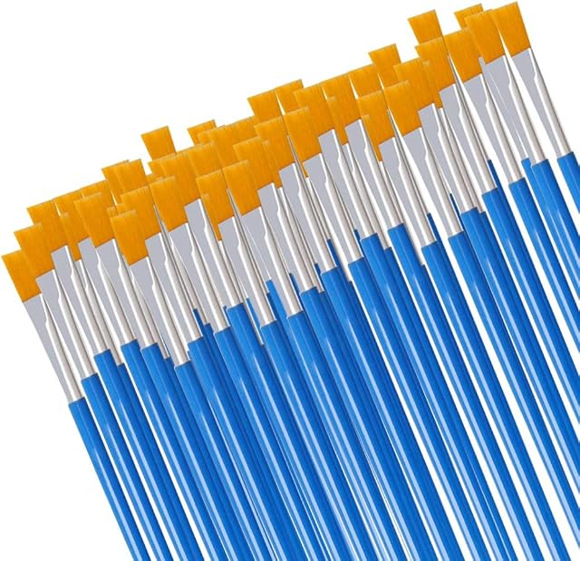 kuou 30 Pcs Small Paint Brushes for Children, Nylon Multifunctional Face Paint Brushes, Kids Artists Flat Trainer Paint Brushes Bulk for Detail Painting