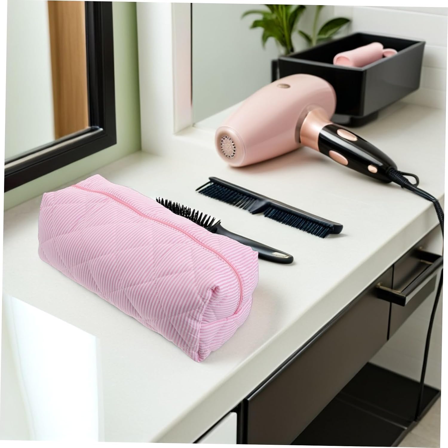 Didiseaon Large Capacity Hair Dryer Case Bag with Multiple Pockets, Portable Hair Tool Storage Organizer for Travel and Daily Home Use, Cloth and Cotton Material, Compact and Stylish