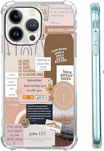 Miniatura 33 de Cubierta de Teléfono con Versículos de la Biblia y Citas Cristianas de Jesús en Collage, Funda Protectora Suave de TPU de Moda para iPhone 16 Pro,