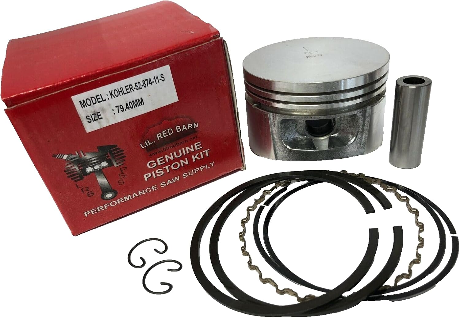 Piston Kit Compatible with Kohler KT17, M18, MV16, MV18, Replaces # 52-874-14-S, with Replacement Rings 52-108-10-S, .020 Oversize Bore