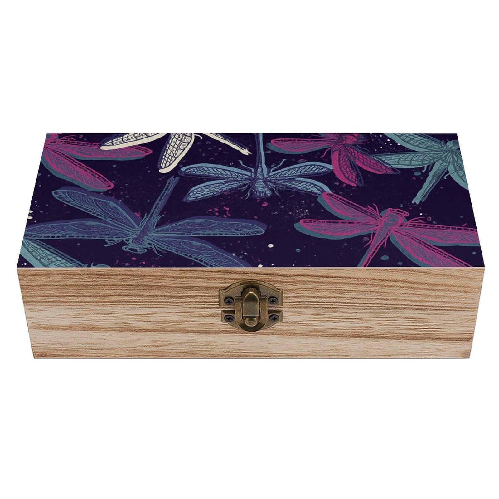 SMAZDFXX Multicolor Butterflies Wooden Storage Box Multipurpose Decorative Box for Jewelry Photo Home Decor