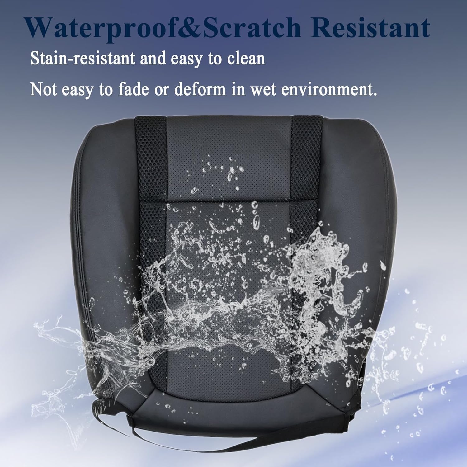 NLQR Front Driver Bottom Replacement Perforated Seat Cover Charcoal Black Microfiber Leather Compatible with Ford F150 SVT 2010 2011 2012 2013 2014