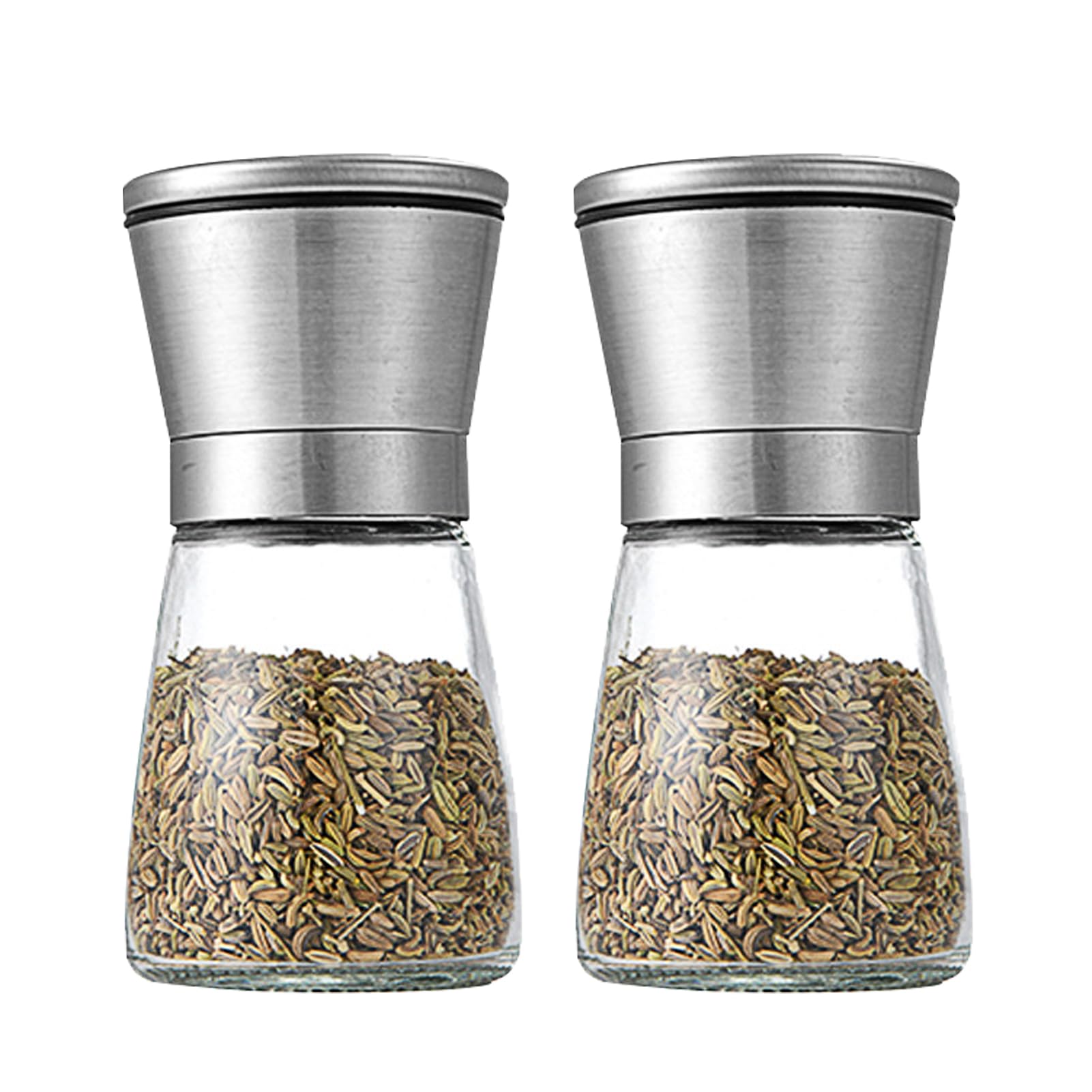 Photo 1 of 2 Pcs Manual Salt or Pepper Grinder,Spice Mill Adjustable Particle Size Ceramic Blades for Grinding Black/White Pepper Sea Salt and Cumin(SIZE:6 OZ)