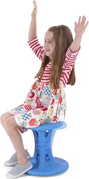Simplay3 14 Play Around Wiggle Chairs 2-Pack, Kids Wobble Stools for Ages 5-8, Improved Focus and Attention - Blue, Made in USA
