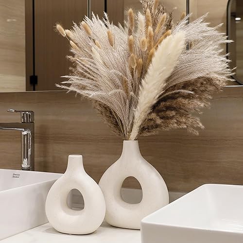 Miniatura 3 de Jarrón de cerámica para decoración moderna del hogar, jarrones modernos de pampas, jarrón blanco para boda, sala de estar, mesa de comedor,
